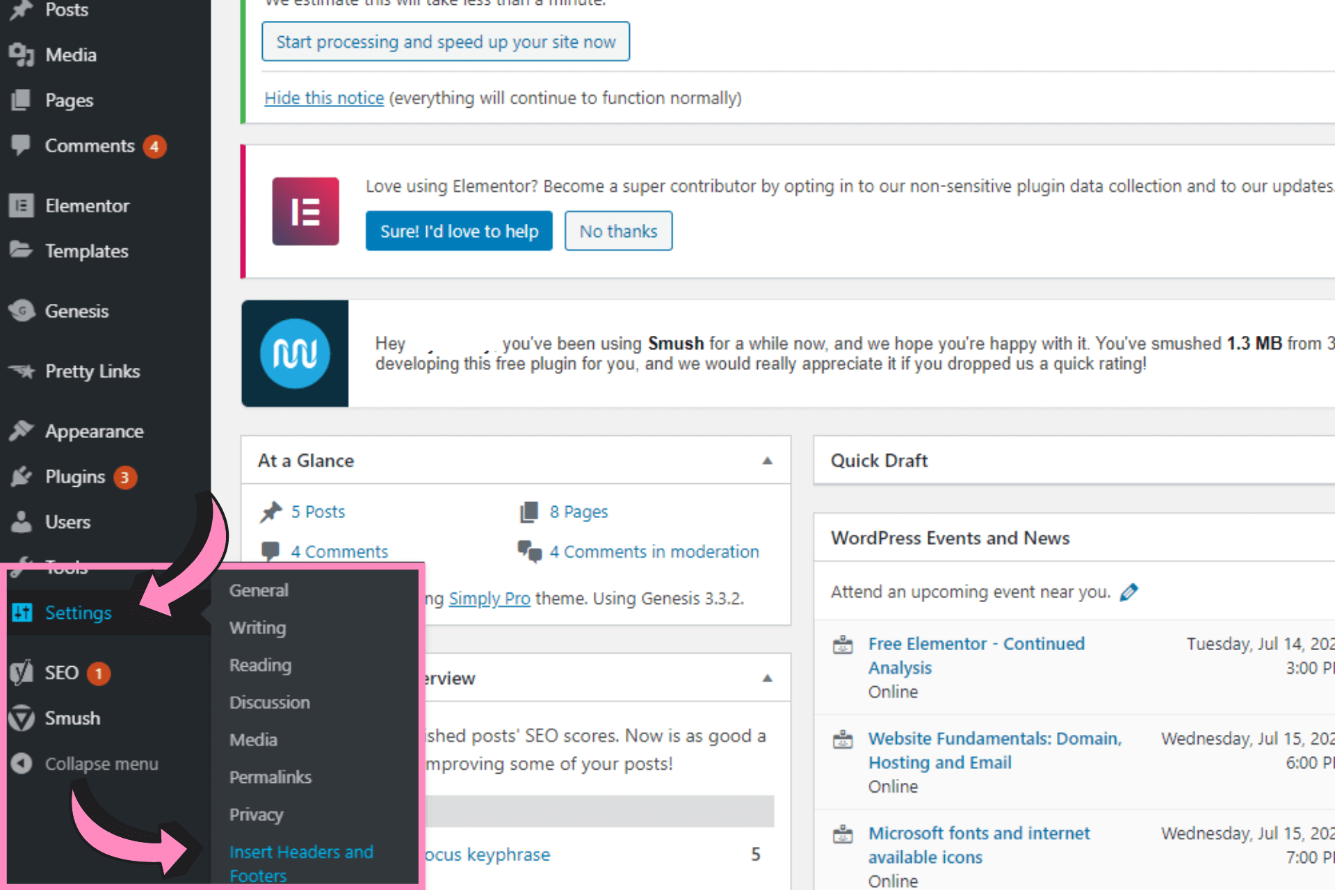 how to claim pinterest website headers and footers