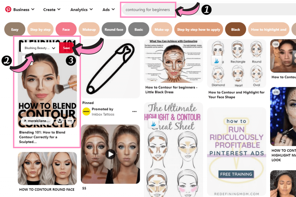 how to pin on pinterest search example