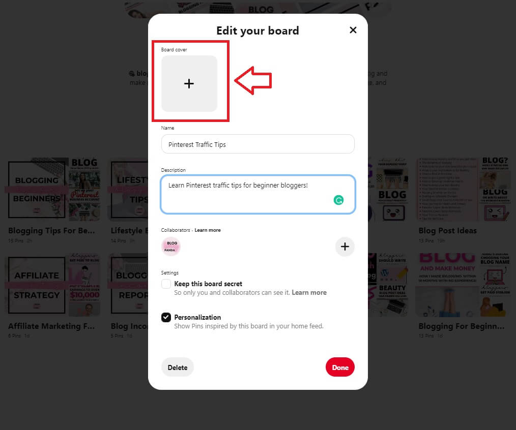 upload pinterest board covers on Pinterest 5